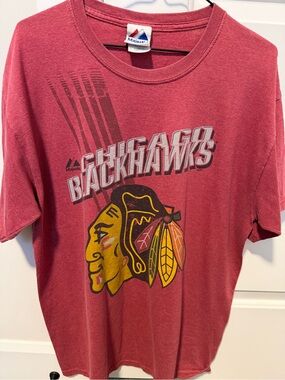 Majestic Red Chicago Blackhawks Logo Tee